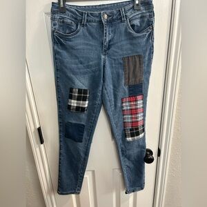 Venus size 6 patchwork plaid jeans